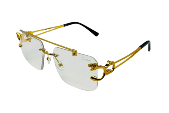 Luxury Cartier Rimless Glasses – Panther Design Unisex Gold Eyewear