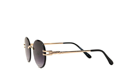 Vintage Round Frameless Sunglasses (Gold Finish) - EyefinityZone