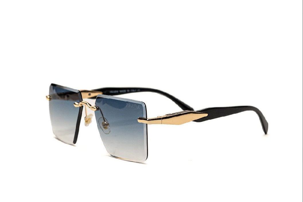 Prada Gradient Rimless Square Sunglasses – Blue Tint - EyefinityZone