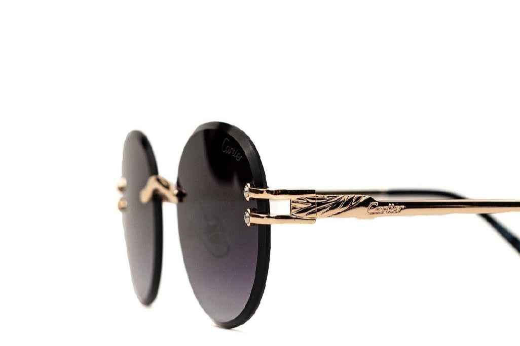 Vintage Round Frameless Sunglasses (Gold Finish) - EyefinityZone