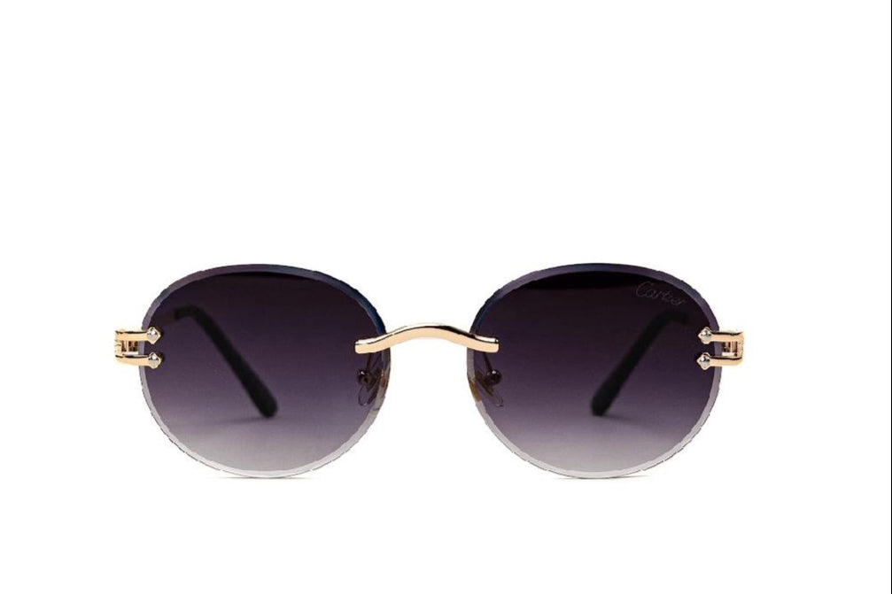 Vintage Round Frameless Sunglasses (Gold Finish) - EyefinityZone