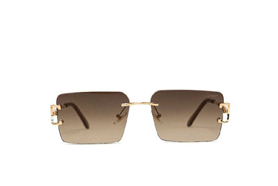 Cartier Gold Rimless Square Sunglasses – Brown Gradient Lens - EyefinityZone