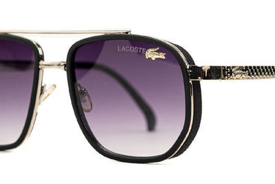 Lacoste Premium Square Sunglasses – Purple Gradient Lens with Gold Detailing - EyefinityZone