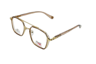 Gold-framed eyeglasses on a white background