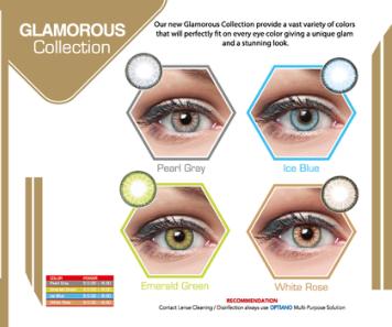 Glamorous Color Lens Collection – Pearl Grey, Ice Blue, Emerald Green, White Rose